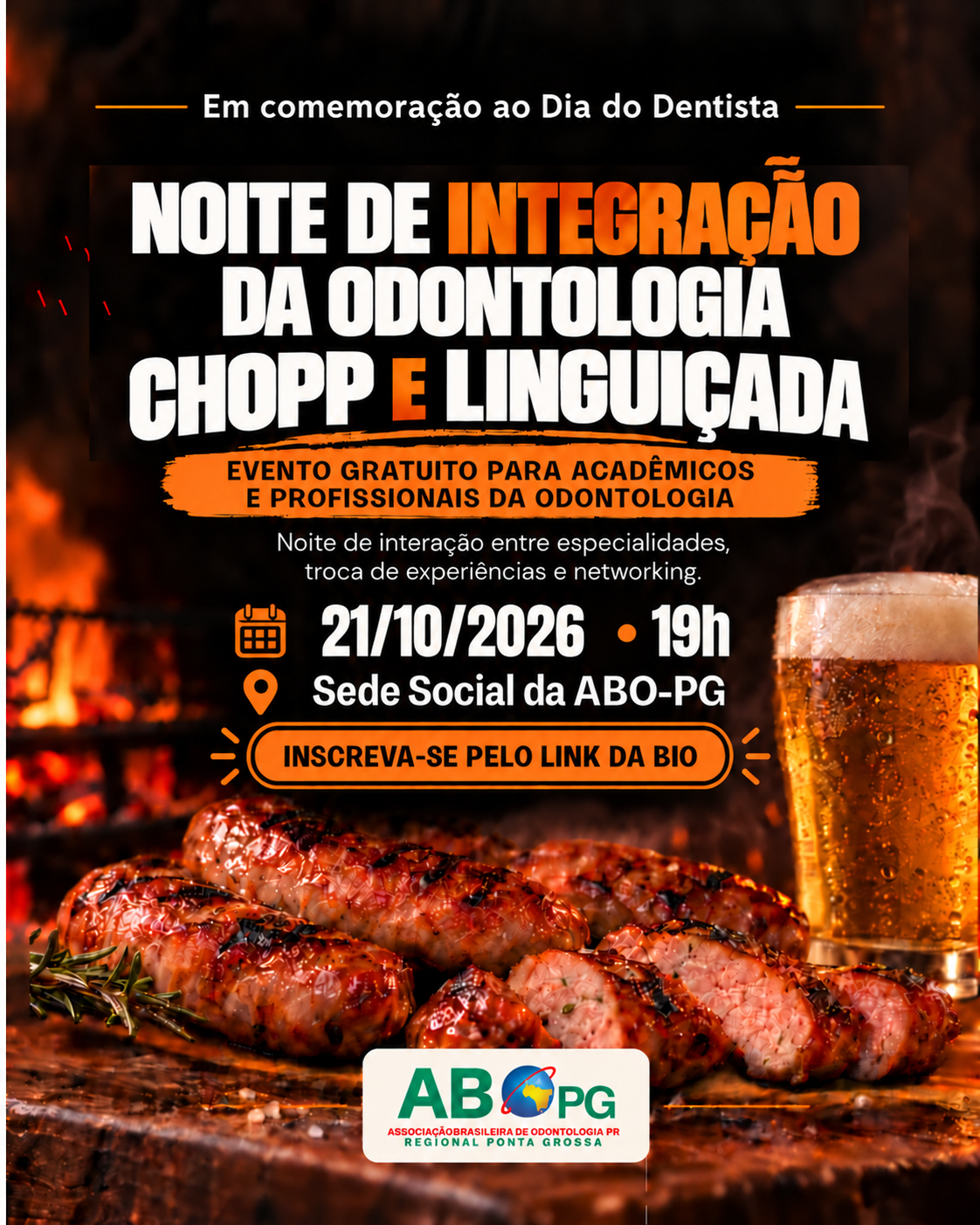 Flyer do evento com linguica e cerveja
